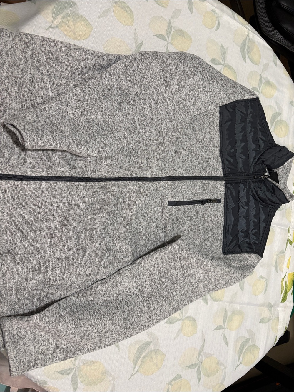 Gray Quilted-Yoke Full-Zip Women's Jacket